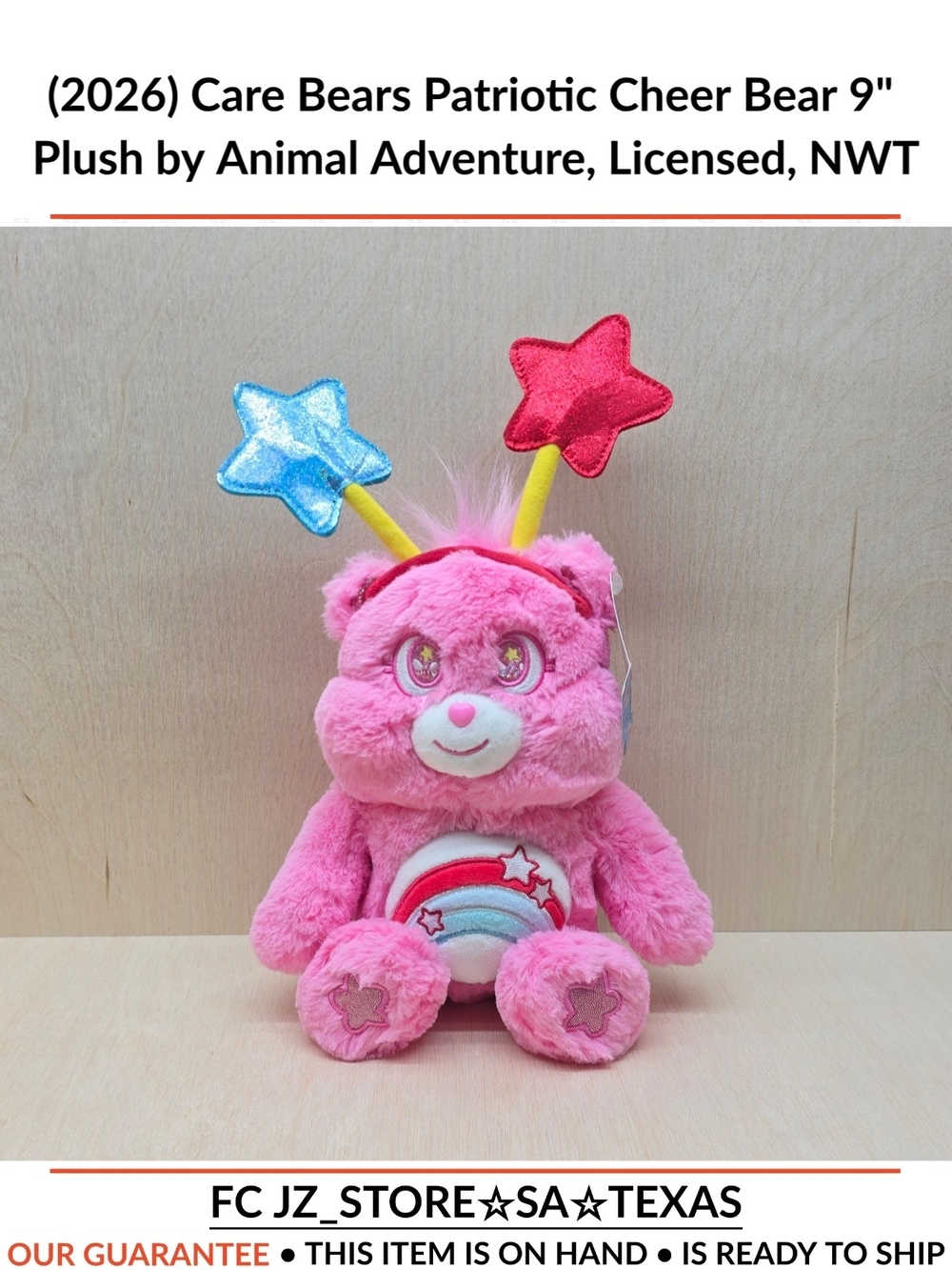 (2026) Care Bears Patriotic Cheer Bear 9" Plush by Animal Adventure,Licensed,NWT